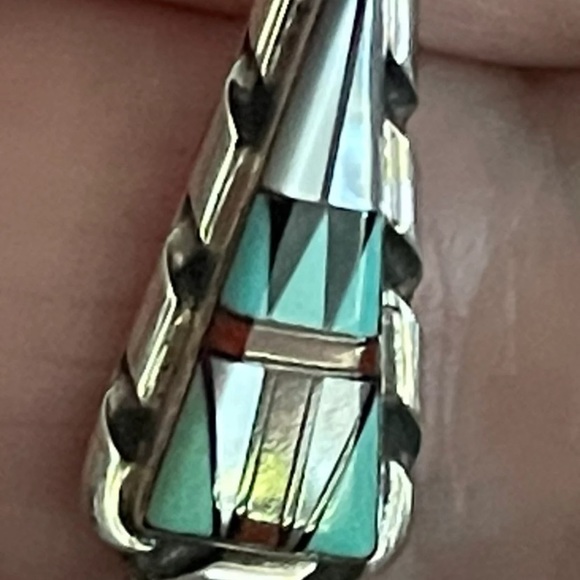 Zuni sterling silver inlaid earrings - Picture 4 of 8